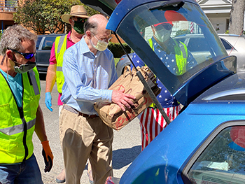 Sherman at food drive.